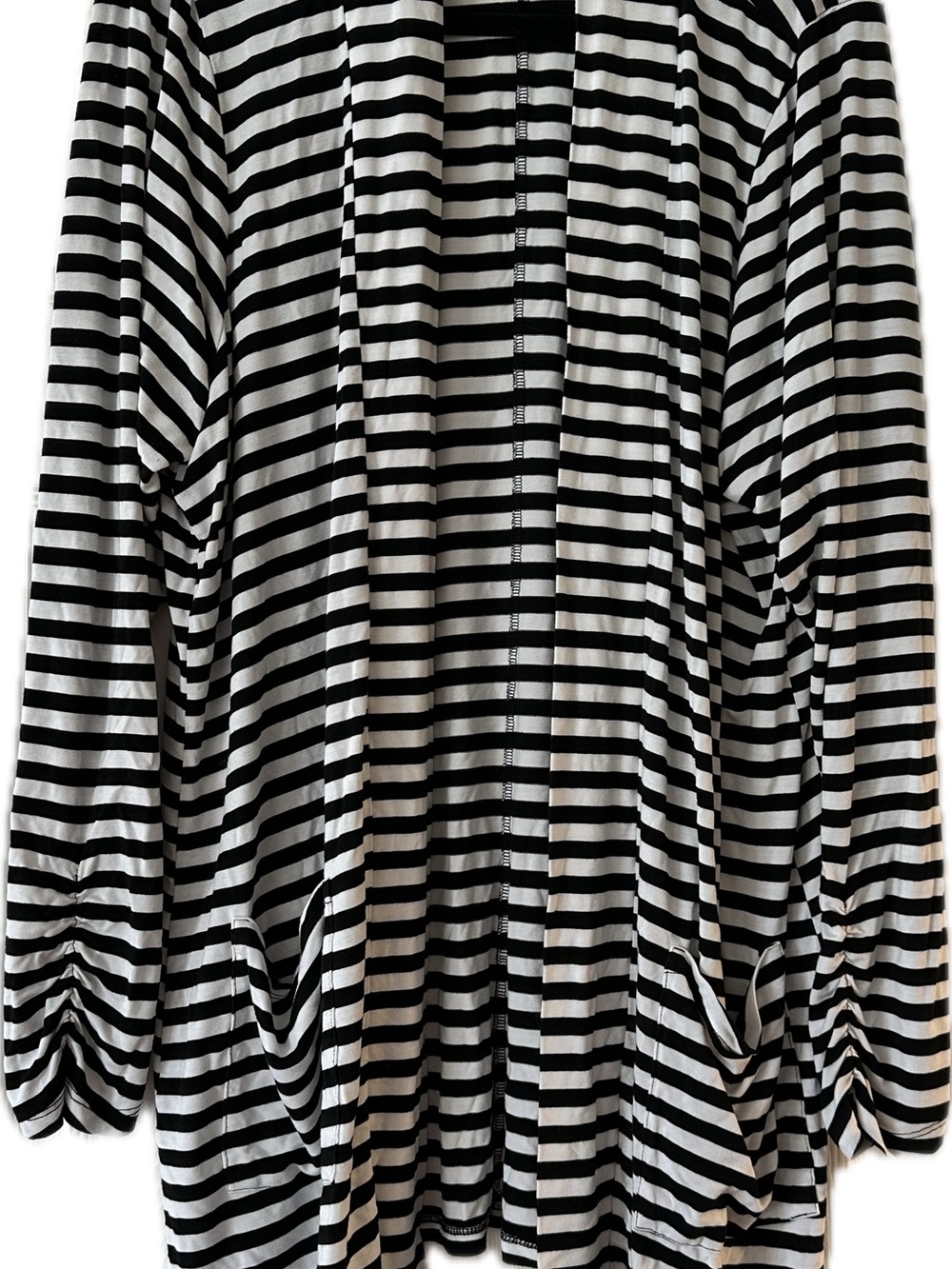 Torrid Black & White Striped Open-Front Cardigan